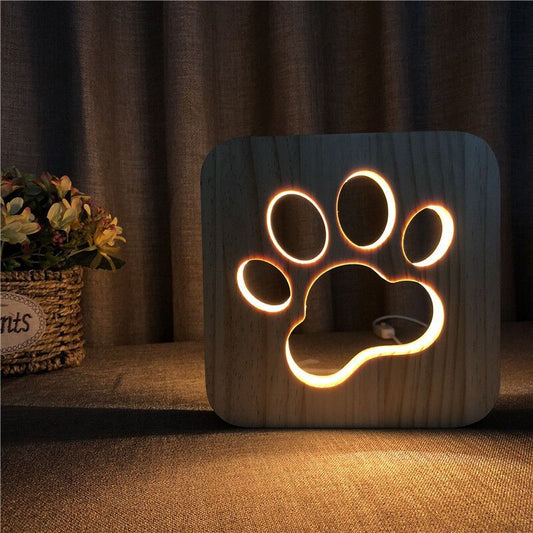 Wooden Animal 3D Night Light